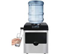 IIPOSAQQ Ice Maker Countertop Ice Making Machine with Water Dispenser Stainless Steel Commercial Ice Machine 25KG/24H Milk Tea Shop Ice Cube Making Machine with Scoop