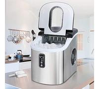 IIPOSAQQ Ice Maker Machine Countertop Electric Ice Cube Maker with Scoop Basket 9 Ice Cubes Ready in 6 13 Minutes 33lbs in 24h (Stainless Steel)