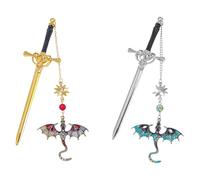 Iirlvior Marcador de espada de dragón personalizado, marcador creativo de metal con colgante, marcador de dragón de fantasía, regalos de cumpleaños para los amantes de la lectura, lectores amantes de