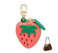 Iirlvior - Mini monedero de piel con forma de fruta, con encanto lindo para bolso de mano, accesorio decorativo de mochila, mini cartera, fresa, M, Retro