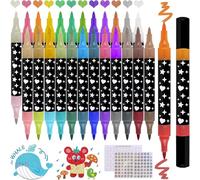 Iirlvior - Rotuladores de doble punta, 48 colores, 2 a 5 mm, 24 unidades, para pintura, álbumes de recortes, manualidades, tarjetas de cumpleaños