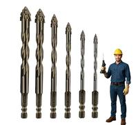 Iiteraryi New Four-Flute Sawtooth Eccentric Drill Bit Set for Metal/Wood/Plastic (4+5+6+8+10+12)