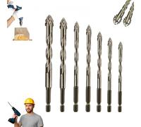 Iiteraryi New Four-Flute Sawtooth Eccentric Drill Bit Set, Four Blade Serrated Eccentric Drill Bits, 4 Blade Sawtooth Drill Bit Set for Stone Glass Concrete Wood Brick Metal ((3/4/5/6/8/10/12mm))