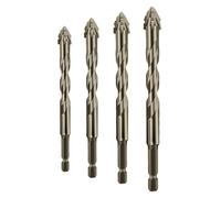 Iiteraryi New Four-Flute Sawtooth Eccentric Drill Bit Set, Multi-Purpose Alloy Drill Bits for Wood, Metal, Concrete, Glass, Tile and Brick, Durable Serrated Design (6 * 8 * 10 * 12mm)