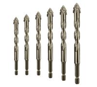 Iiteraryi New Four-Flute Sawtooth Eccentric Drill Bit Set, Multi-Purpose Alloy Drill Bits for Wood, Metal, Concrete, Glass, Tile and Brick, Durable Serrated Design (4 * 5 * 6 * 8 * 10 * 12mm)