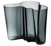 Iittala Jarrón Alvar Aalto Dark Grey, Cristal Soplado, 16 cm de Altura, Set de 2 Unidades
