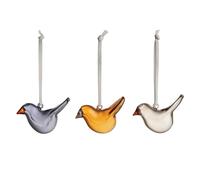Iittala Mini pájaros de Cristal para árbol de decoración, Juego de 3 Unidades, Cristal soplado, Mezcla de Colores, Dimensiones: Altura: 4,8 cm, Ancho: 7,3 cm, 1068675