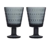 Iittala Set de 2 vasos con pie Kastehelmi 26 cl gris oscuro