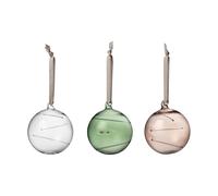 Iittala Set de 3 bolas de vidrio Solboll Ø8 cm Transparente-verde-lino