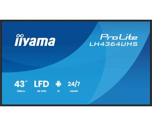 iiyama DS LH4364UHS-B1AG Monitor de Presentación de 43", 4K VA LED, USB-C, iiSignage² (CMS), iiControl (DMS), iiShare, 24/7