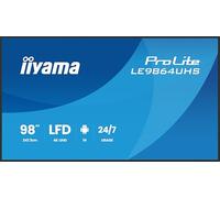 iiyama Prolite LE9864UHS-B1AG - Pantalla de señalización digital de 98 pulgadas, panel LED VA 4K UHD HDMI USB-C USB 2.0 RS-232c RJ45 Android 14 OS iiSignage² WiFi Media Player 24/7 negro antirreflejos