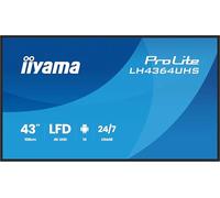 iiyama Prolite LH4364UHS-B1AG 108 cm 43" Digital Signage Display VA LED Panel 4K UHD HDMI USB-C USB2.0 RS-232c RJ45 Android 14 OS iiSignage² WiFi Mediaplayer 24/7 AntiGlare Negro