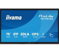 iiyama ProLite TE7515A-B1AG Pantalla interactiva IPS LED 75" 4K UHD 40 puntos táctiles DeepContrast-IR+ HDMI DP USB-C USB 3.2 RS-232c RJ45 OPS WiFi Android 14 OS Google EDLA iiControl