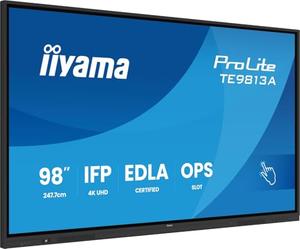 iiyama Prolite TE9813A-B1AG - Pantalla LED IPS de gran formato de 97.5 pulgadas 4K UHD 40 puntos táctiles PureTouch-IR HDMI DP USB-C USB 3.2 RS-232c RJ45 HDMI-Out 7H OPS WiFi Android 14 OS iiControl