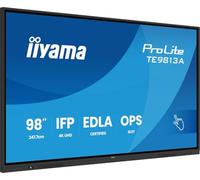iiyama Prolite TE9813A-B2AG 247,7 cm 98" IPS LED pantalla interactiva 4K UHD 40 puntos táctiles PureTouch IR HDMI DP USB-C DP DP Alt USB 2.0/3.2 RJ45 WiFi OPS Android 14 Google EDLA PIR NFC AntiGlare