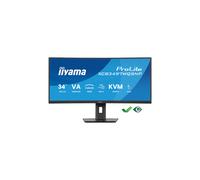 iiyama ProLite XCB3497WQSNP-B1 Monitor curvo de 34" con resolución UWQHD, base USB-C y soporte ajustable en altura.