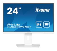 iiyama XUB2497HSN-W2 Pantalla IPS de 24 Pulgadas (Bisel Blanco) USB-C de 65 W, Carga de 4 ms, Full HD 1920 x 1080, RJ45/HDMI/DP, 1 Salida DP-out (MST), 4 concentradores USB, Soporte Ajustable en