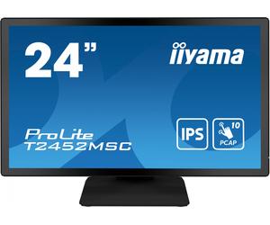 IIYAMA T2452MSC-B1 24inch IPS FHD PCAP 10P Touch Flat Bezel Free Glass 360cd/m2 HDMI DP USB HUB 2x3.0 Speakers Webcam Microphone
