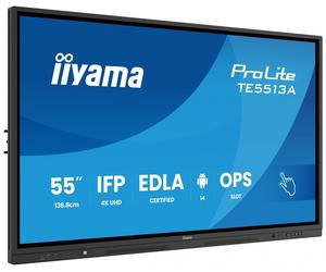 iiyama TE5513A-B3AG Panel Plano Interactivo IFP 55" IPS 4K IR 40 puntos PureTouch Bonded Android 14 Google EDLA Altavoces Subwoofer