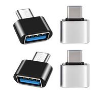 iJiGui Adaptador USB C a USB (4 Piezas), Adaptador OTG USB-C Macho a USB-A 2.0 Hembra Compatible con MacBook Pro, Samsung Galaxy, Teléfonos Tipo-C(Negro + Plata)
