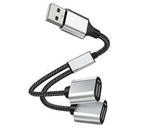 iJiGui Divisor USB, Cable USB Y, USB A Macho a 2 Puertos Hembra, Adaptador Divisor de Doble Enchufe, soporta Carga y Transferencia de Datos para portátil/Mac