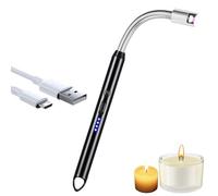 iJiGui Encendedor de arco eléctrico resistente al viento, flexible 360° para velas, estufas de gas, camping, barbacoa (negro)