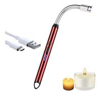 iJiGui Encendedor Electrico, Encendedor Velas Mechero Electrico USB Recargable, Encendedor Cocina Arco Eléctricos, 360 Flexible Encendedor para Velas, Estufas de Gas, Camping Barbacoa(Rojo)