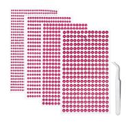 iJiZuo 1792 Piezas Piedras de Estrás Autoadhesivas, Repartidas en 4 Hojas, Pegatinas Diamantes Acrílico, con Pinzas, Diámetro 3-6 mm, para Manualidades, Uñas, Arte Facial-Rojo Rosa