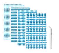 iJiZuo 1792 Piezas Piedras de Estrás Autoadhesivas, Repartidas en 4 Hojas, Pegatinas Diamantes Acrílico, con Pinzas, Diámetro 3-6 mm, para Manualidades, Uñas, Arte Facial, Bricolaje-Azul