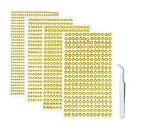 iJiZuo 1792 Piezas Piedras de Estrás Autoadhesivas, Repartidas en 4 Hojas, Pegatinas Diamantes Acrílico, con Pinzas, Diámetro 3-6 mm, para Manualidades, Uñas, Arte Facial-Amarillo Claro