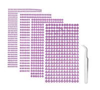 iJiZuo 1792 Piezas Piedras de Estrás Autoadhesivas, Repartidas en 4 Hojas, Pegatinas Diamantes Acrílico, con Pinzas, Diámetro 3-6 mm, para Manualidades, Uñas, Arte Facial-Morado Claro