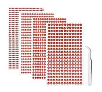 iJiZuo 1792 Piezas Piedras de Estrás Autoadhesivas, Repartidas en 4 Hojas, Pegatinas Diamantes Acrílico, con Pinzas, Diámetro 3-6 mm, para Manualidades, Uñas, Arte Facial, Bricolaje-Rojo
