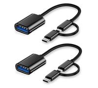 iJiZuo 2 en 1 Adaptador USB C/Micro a USB [2 Piezas], Cable OTG Compatible con Teléfono Android, Mac, Samsung Galaxy, Huawei - Negro