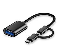 iJiZuo 2 en 1 Adaptador USB C/Micro a USB, Cable OTG Compatible con Teléfono Android, Mac, Samsung Galaxy, Huawei - Negro