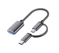 iJiZuo 2 en 1 Adaptador USB C/Micro a USB, Cable OTG USB Tipo C y Micro USB, Compatible con Teléfono Andriod, Mac, Samsung Galaxy, Huawei - Gris