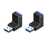 iJiZuo 2 Piezas Adaptador de Àngulo USB 3.0, Adaptador USB 3.0 Conector Acoplador de ángulo Ascendente y Descendente Vertical de 90 Grados Macho a Hembra, Compatible con Todos los Cables USB