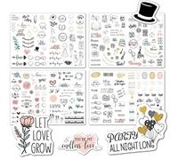 iJiZuo 230 Pegatinas de Boda, 4 Hojas Pegatinas para Libro de Visitas de Boda, Elegantes Stickers for Wedding Photo Album Craft Gifts, para Libro De Visitas, Álbum De Fotos o Bullet Journal