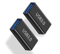 iJiZuo Adaptador USB 3.0 Hembra a Hembra (Paquete de 2), Adaptador USB 3.0 Acoplamiento Conexión Acoplador Extensión, para Conectar Dos Extremos USB Macho Cable - Negro