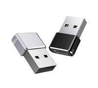 iJiZuo Adaptador USB C Hembra a USB Macho 2 Pack, Convertidor Tipo C a USB A para Watch 7 SE, Phone 12 15 13 14 Mini Pro MAX, MacBook, Galaxy Note - Negro/Plateado