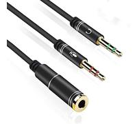 iJiZuo Cable Adaptador Jack Hembra 3.5mm a Doble Macho para Auriculares, 3.5mm Audio Splitter Cable, para PS4, Xbox One, Gaming Headset, PC o Laptop- 30CM(Negro)