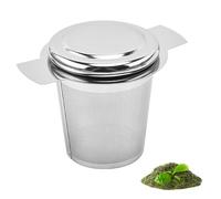 iJiZuo Infusor de té de Acero Inoxidable para té de Hojas Sueltas con bandejas antigoteo y Tapa, de Malla extrafina con Asas, para té de Hojas Sueltas, infusiones, Tazas, teteras y Especias