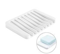 iJiZuo Jabonera de Apoyo, Jabonera de Silicona, Jabonera Mantener Jabón Seco y Limpio, para jabón, esponjas y más, Jabonera en Cascada para Ducha, baño, Cocina, 11.5x8 cm(Blanco)