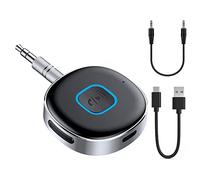 iJiZuo Receptor Bluetooth Coche, Receptor Bluetooth 5.0 Aux, con Cable de 3.5mm, Llamadas Manos Libres y Conexión Dual, para Llamadas Manos Libres/Estéreo/Altavoces/Auriculares