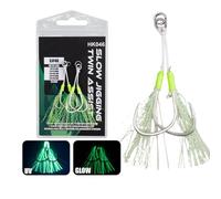 Ijksbehjf 2 anzuelos pequeños de ayuda para anzuelos, círculos de doble ayuda de pesca, ganchos de caída baja y rápida, tamaño pequeño, jigging lento y rápido