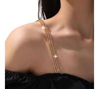 Ijksbehjf Correa de brasier con diamantes de imitación ajustables, correa invisible para el hombro, antideslizante, cadena de hombros para blusas, vestidos, brasier, cadena de hombro, 3 filas de