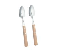 Ijksbehjf Juego de 2 cucharas de pala de helado con mango de madera, elegantes utensilios de cocina de acero inoxidable para servir postres