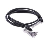 Ijksbehjf Pulsera de cuero para hombre con colgante de hachas que simboliza fuerza y coraje, joyería de moda para creadores de tendencias, collar de grucifijo, One Size, como se describe