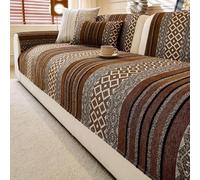 IJNBHU Funda Sofa 3 Plazas,Manta Cubre Sofa,Manta Cubre Sofa de Chenilla Antideslizante y Antimanchas,Fundas Sofá de Chenille Antiarrugas,Marrón,90 * 280cm