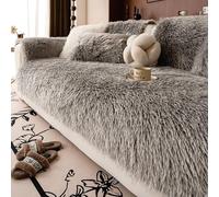 IJNBHU Sofabezug - weicher Samt, rutschfest,Fundas para Sofa 1 2 3 4 Plazas Protector de Cubre Sofae Antideslizante Antiarañazos para Perros Gatos,Dark Gray,110 * 240cm