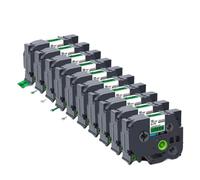 IJOSADON 10 Piezas de Etiquetas laminadas de 18 mm compatibles con PT241 PT441 PT541 PT641 PT741 PT841 Negro en Blanco(Black on Green)